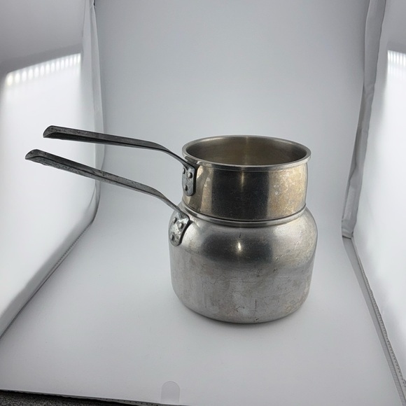 💥Vintage Wear-Ever Aluminum Double Boiler No. 2431 Years 1/2 Pan Set Made in USA - Picture 1 of 7